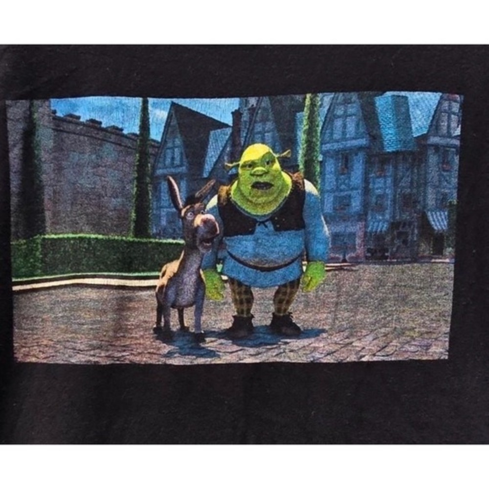 DreamWorks Shrek T Shirt Mens 2XL Black Excellent Donkey Graphic Tee